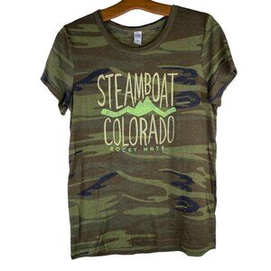 Alternative TShirt Steamboat Colorado Camo Short Sleeve Crewneck Size Medium NEW